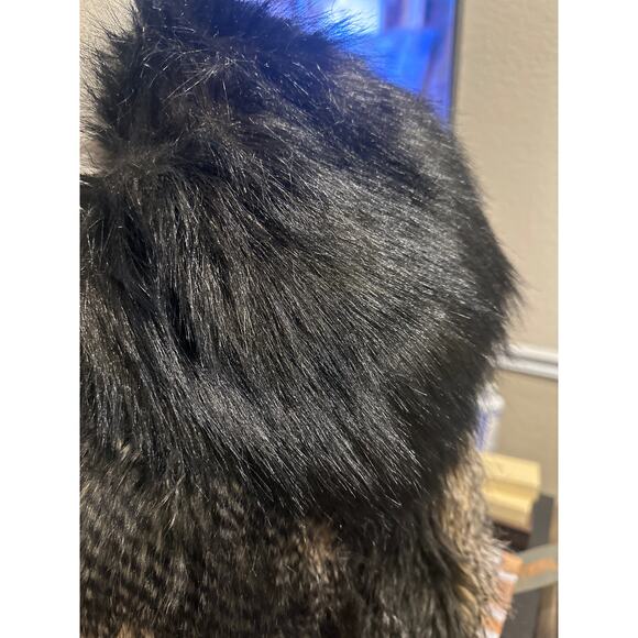 ⭐️ Women’s Donna Vinci Brown / Black / Cream Faux Fur Coat Size S/M Old Money - Picture 2 of 6